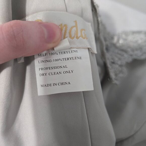 Vintage Landa Silver Beaded Sequin Maxi Evening Prom Dress Size 14 90's Y2K - Picture 4 of 8